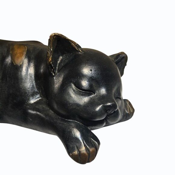 Vtg Pair Black Brown Kitty Cat Figurines  Shelf Sitters 6" and 7" READ - Picture 9 of 16